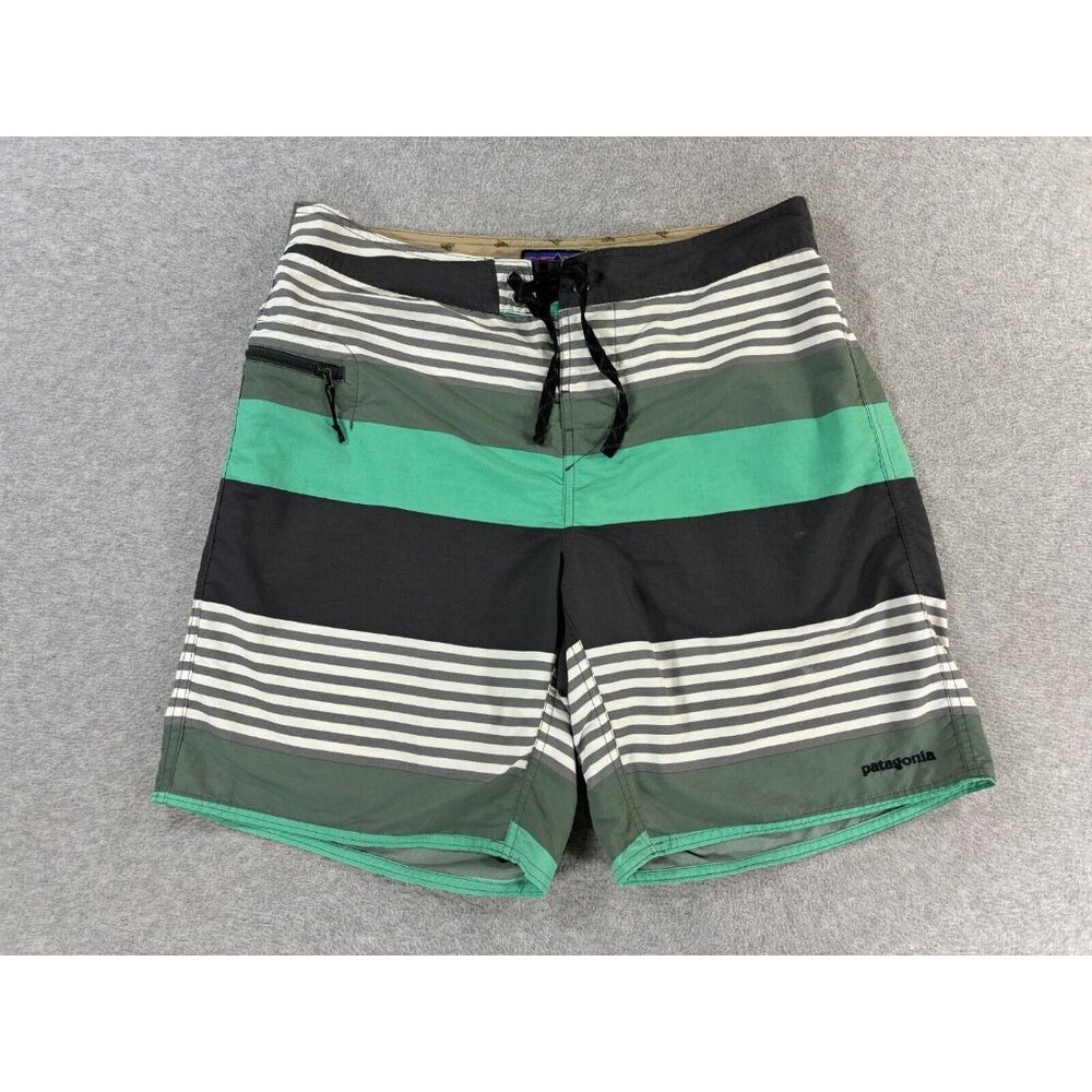 Patagonia Wavefarer Swim Surf SUP Shorts‎ (Men's Size 34) Green/Gray - 8"